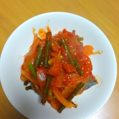 野菜たっぷりで作ってみましたぁ～♪サバとトマトって意外と合うぅ～♪美味しかったぁ～（＾＾ｖ　ご馳走様でしたぁ～